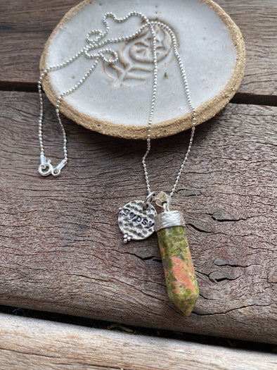 Silver 925 Necklace - Unakite Gypsy