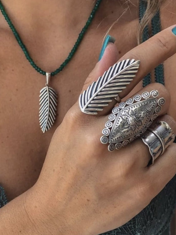 Silver 925 Ring - Feather Wisdom (Large)