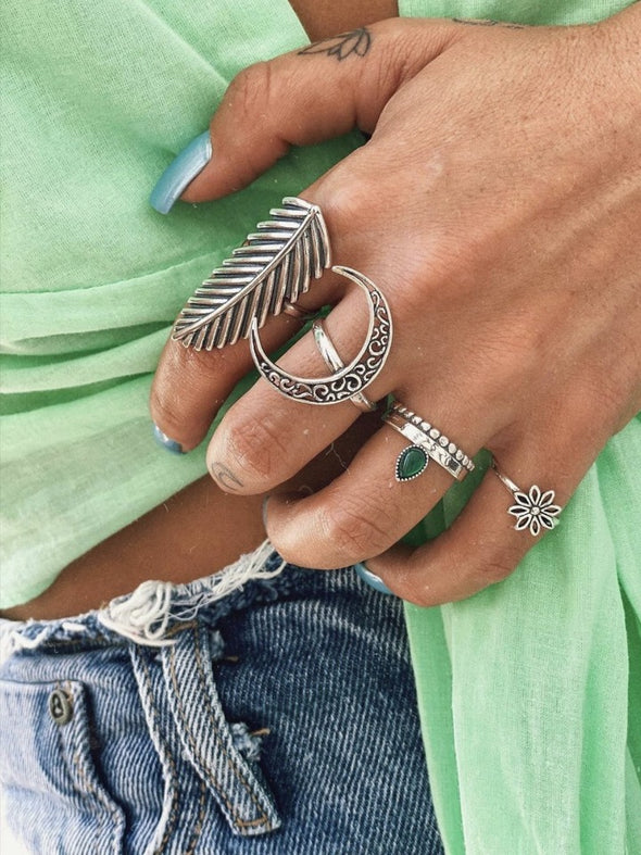 Silver 925 Ring - Feather Wisdom (Large)