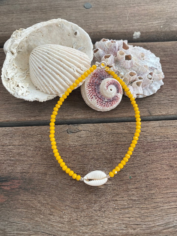 Silver 925 Anklet - Cowrie and Crystals