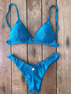 Bikini Seamless Bottom Fixed Triangle Top Shimmery Blue