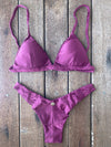 Bikini Seamless Bottom Fixed Triangle Top Shimmery Wine