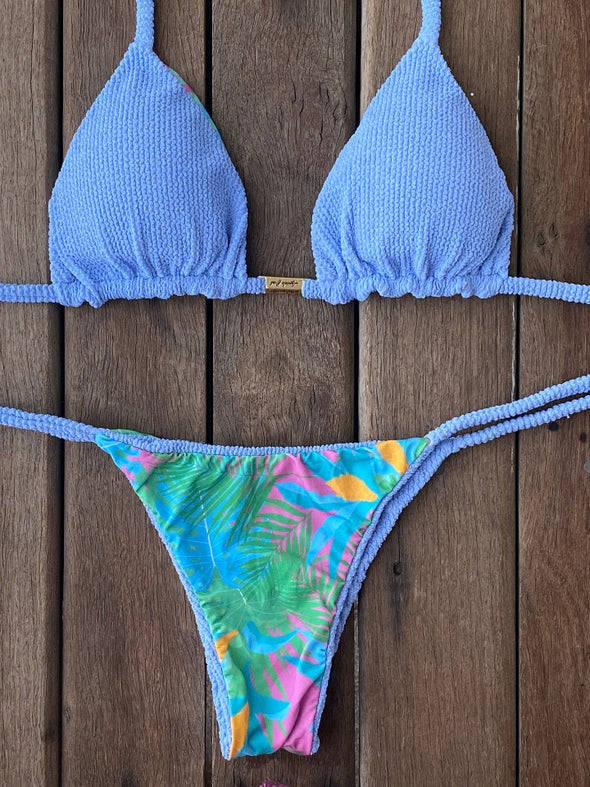 Bikini Tie Sides Bikini Beau Blue (textured / fully reversible)