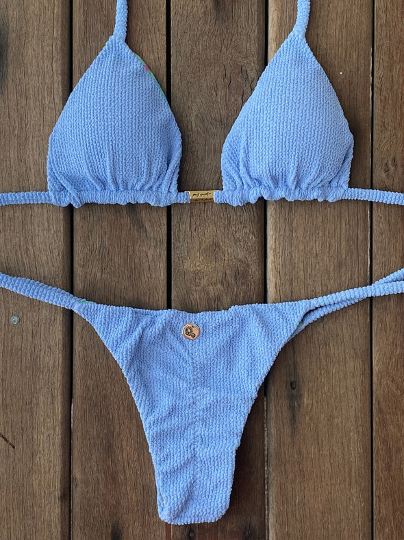 Bikini Tie Sides Bikini Beau Blue (textured / fully reversible)