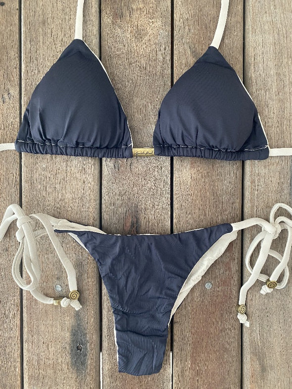 Bikini Tie Sides Bikini Black and Nude