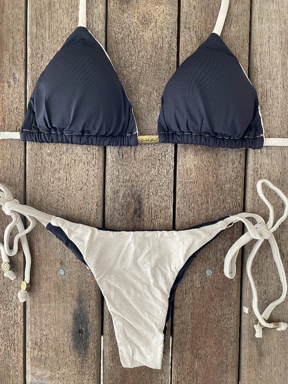 Bikini Tie Sides Bikini Black and Nude