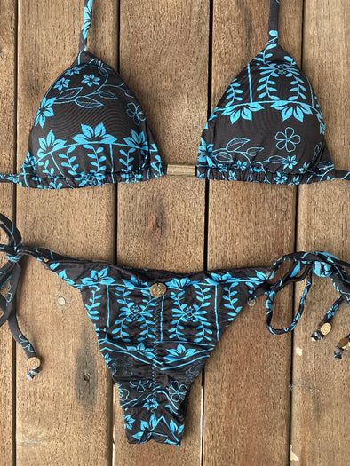 Bikini Tie Sides Blue Garden