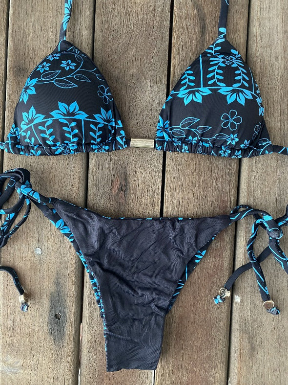 Bikini Tie Sides Blue Garden