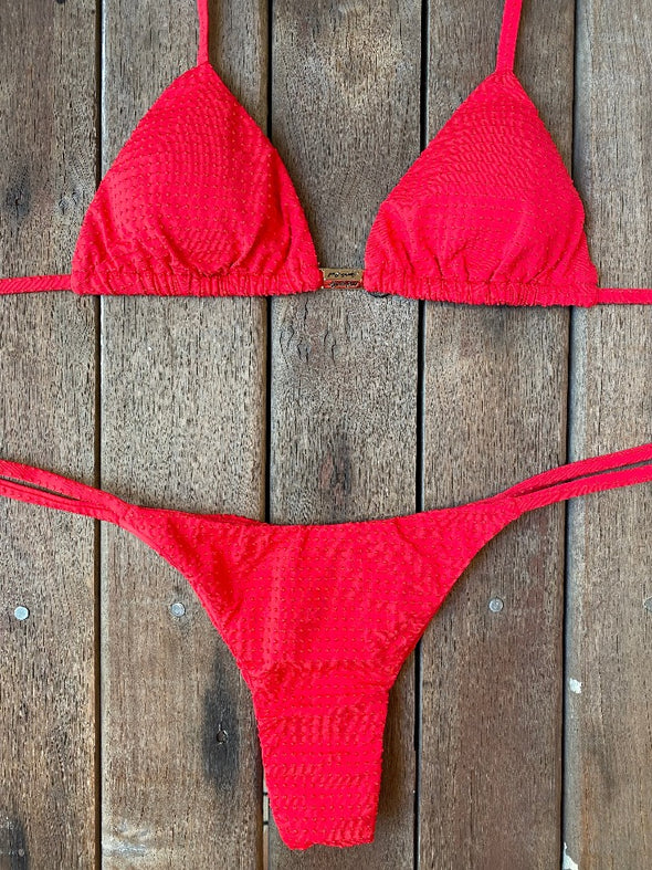 Bikini Tie Sides Cherry (textured)