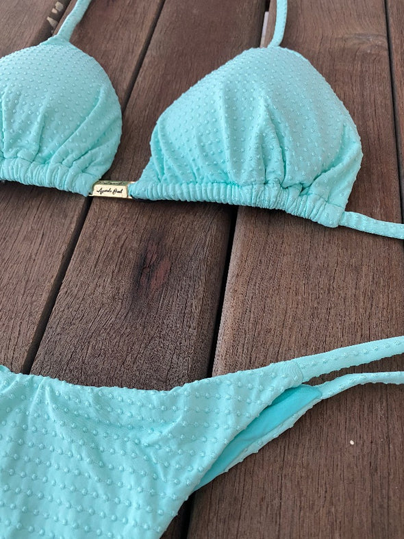 Bikini Tie Sides Dots Tiffany (textured)