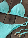 Bikini Tie Sides Dots Tiffany (textured)