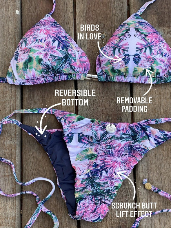 Bikini Tie Sides Love Birds