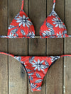 Bikini Tie Sides Red Daisies