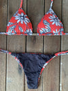 Bikini Tie Sides Red Daisies