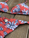 Bikini Tie Sides Red Daisies