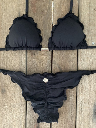 Bikini Tie Sides Ripple Black