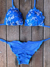 Bikini Tie Sides Ripple Blue Roses