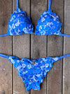 Bikini Tie Sides Ripple Blue Roses