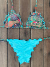 Bikini Tie Sides Ripple Bird Forest (fully reversible)