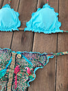 Bikini Tie Sides Ripple Bird Forest (fully reversible)