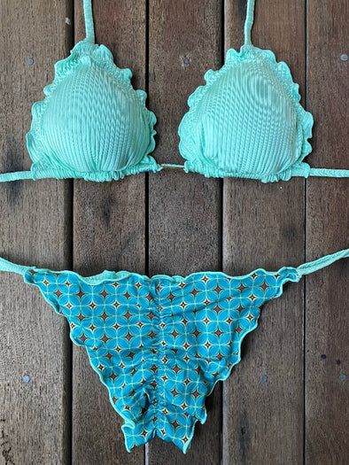 Bikini Tie Sides Ripple Moroccan Sky (fully reversible)