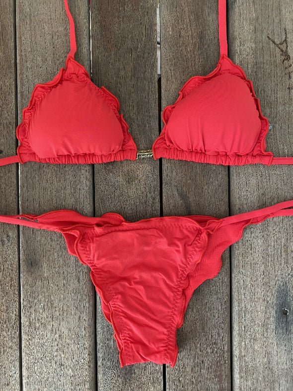 Bikini Tie Sides Ripple Cherry