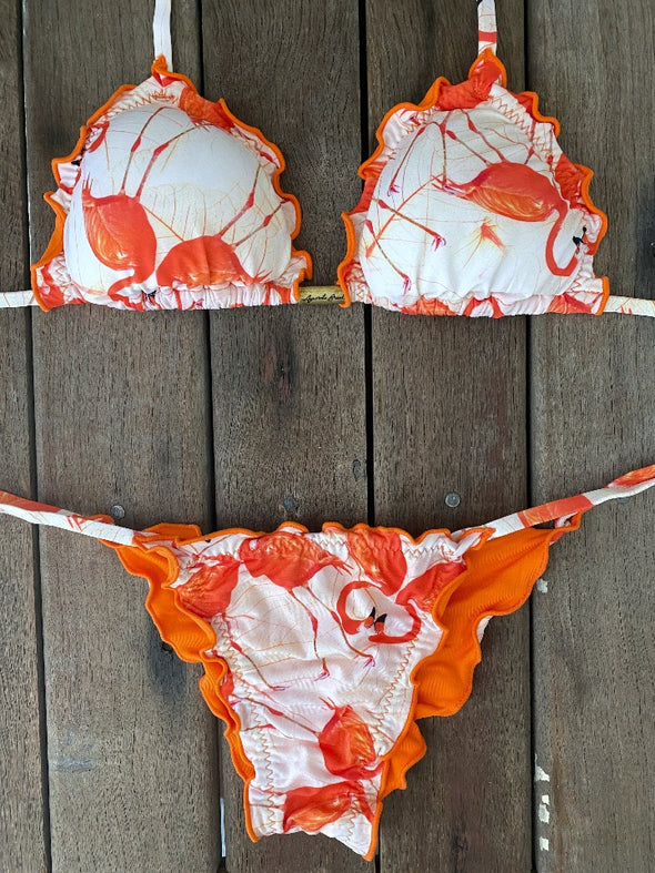 Bikini Tie Sides Ripple Flamingo