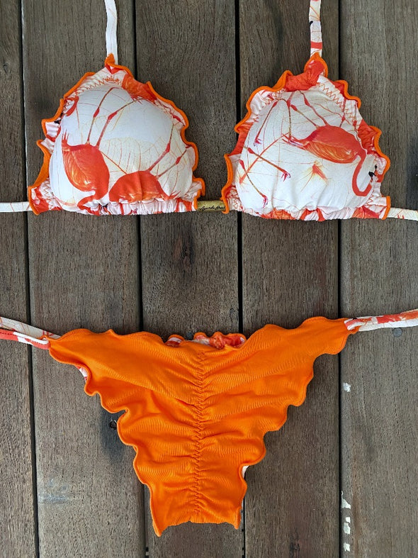 Bikini Tie Sides Ripple Flamingo