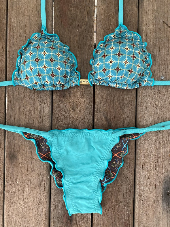 Bikini Tie Sides Ripple Moroccan Sea