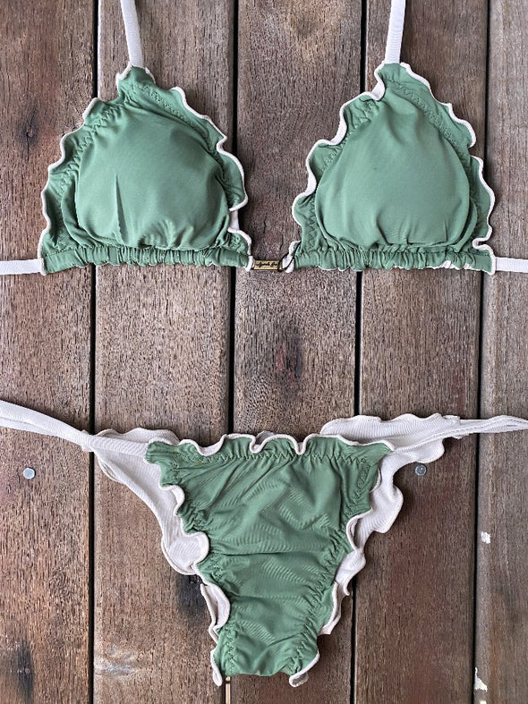 Bikini Tie Sides Ripple Olive Nude (fully reversible)