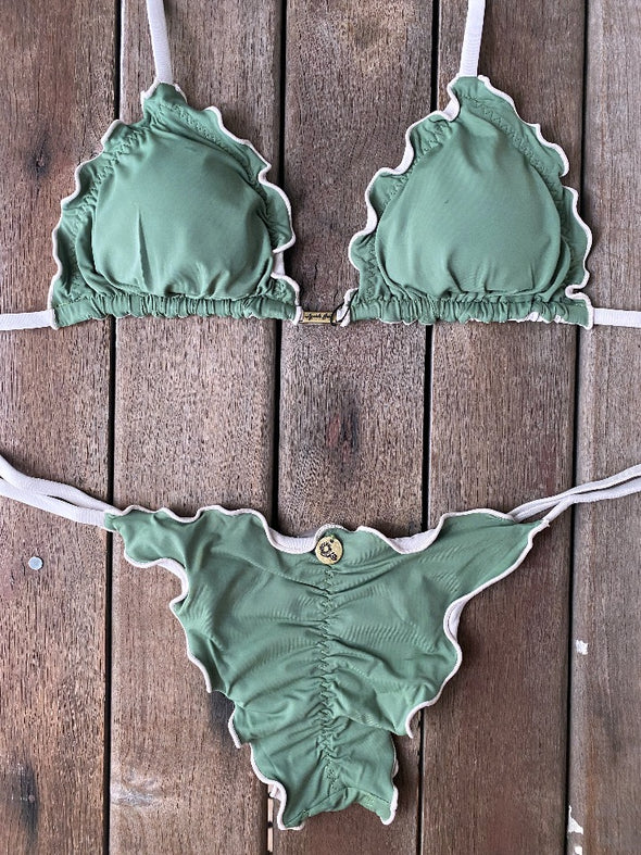 Bikini Tie Sides Ripple Olive Nude (fully reversible)