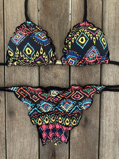 Bikini Tie Sides Ripple Tribal Pop