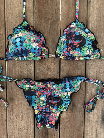 Bikini Tie Sides Ripple Whimsical Garden