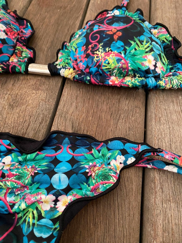 Bikini Tie Sides Ripple Whimsical Garden