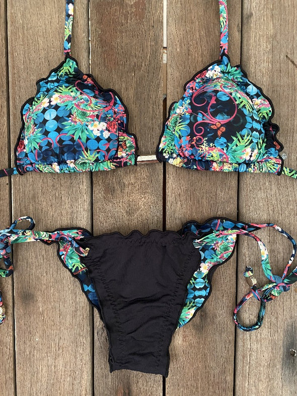 Bikini Tie Sides Ripple Whimsical Garden