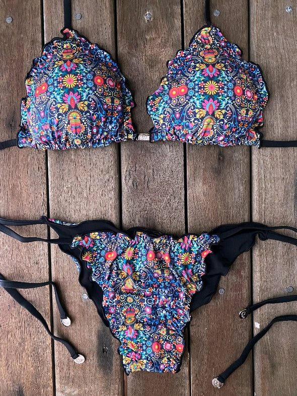 Bikini Tie Sides Ripple Wild Spring (fully reversible)