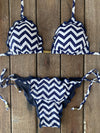 Bikini Tie Sides Ripple Zigzag Navy