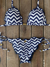 Bikini Tie Sides Ripple Zigzag Navy