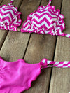 Bikini Tie Sides Ripple Zigzag Pink (fully reversible)
