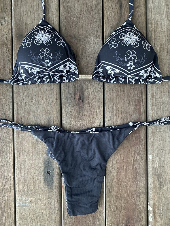 Bikini Tie Sides White Garden