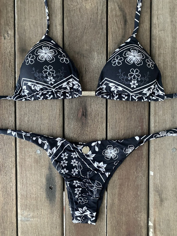 Bikini Tie Sides White Garden