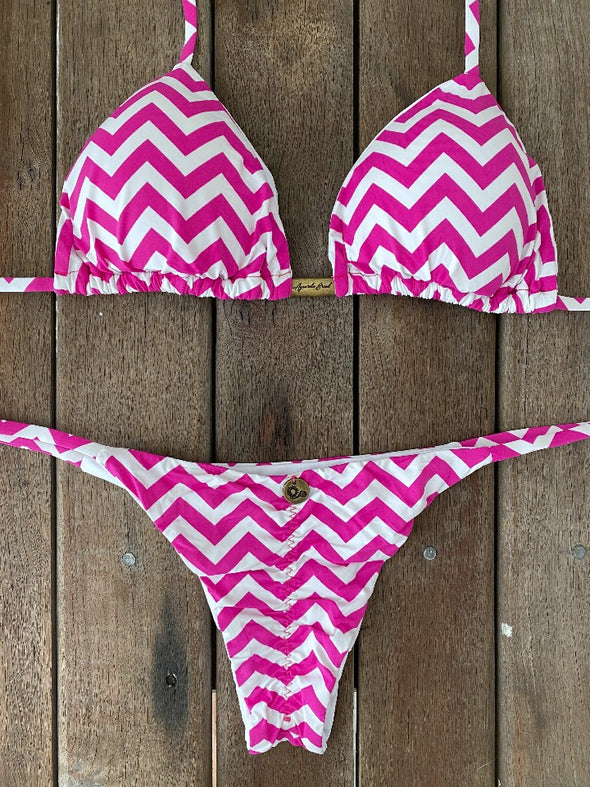 Bikini Tie Sides Zigzag Pink