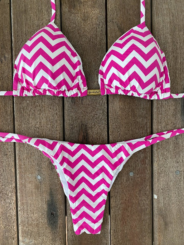 Bikini Tie Sides Zigzag Pink