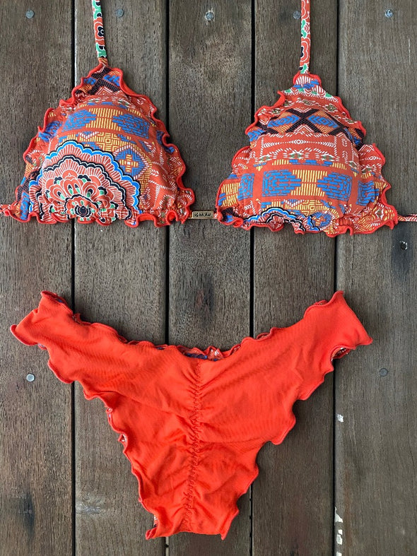 Bikini Wide Sides Ripple Earthy Mandala (fully reversible)
