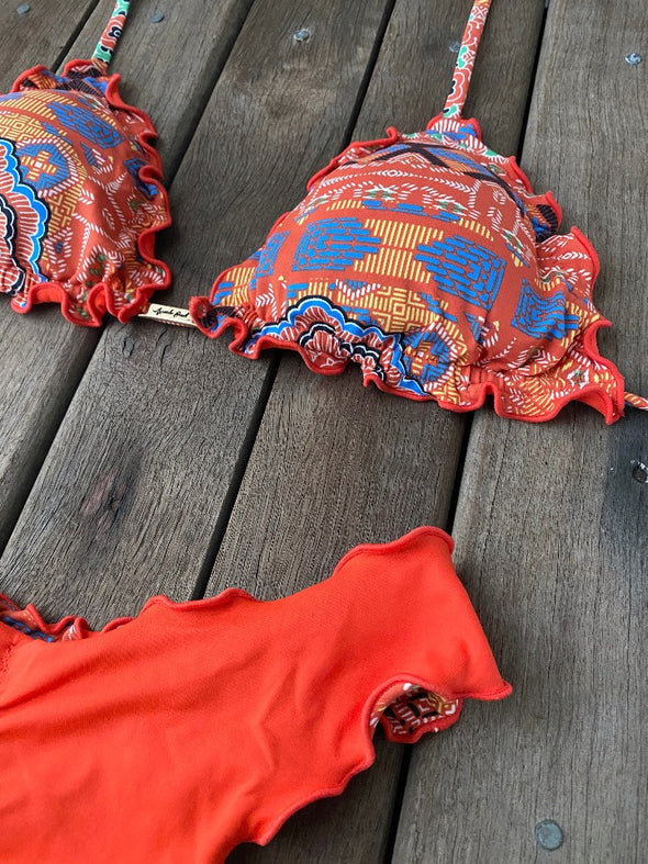 Bikini Wide Sides Ripple Earthy Mandala (fully reversible)