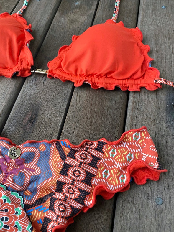 Bikini Wide Sides Ripple Earthy Mandala (fully reversible)