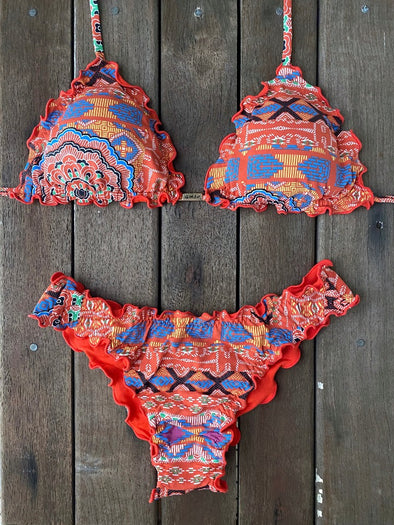 Bikini Wide Sides Ripple Earthy Mandala (fully reversible)