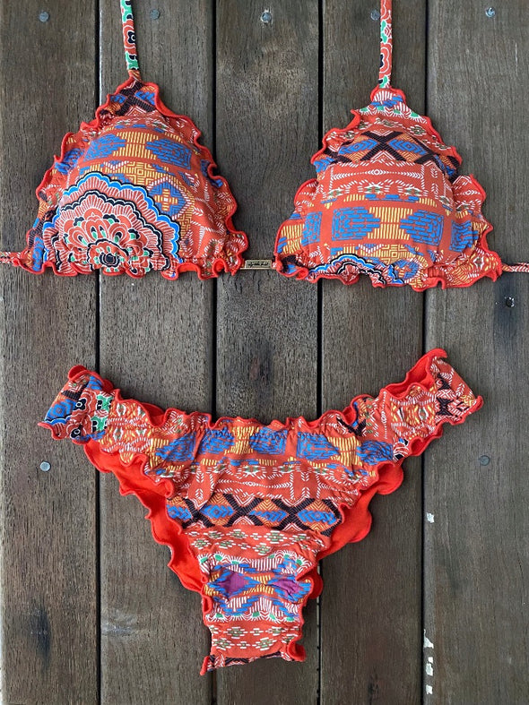 Bikini Wide Sides Ripple Earthy Mandala (fully reversible)