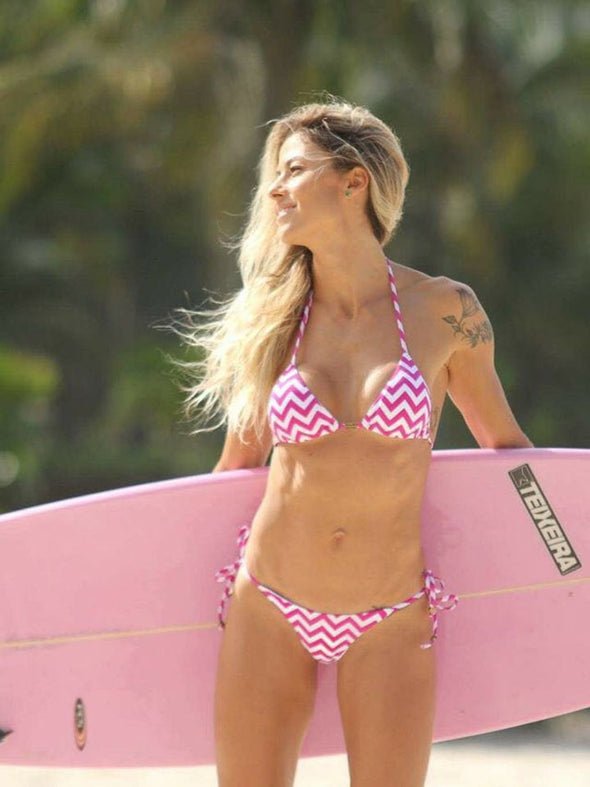 Bikini Tie Sides Zigzag Pink