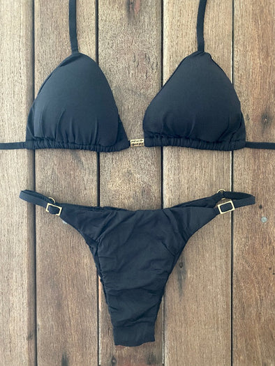 PREORDER - Bikini Adjustable Thin Sides Black
